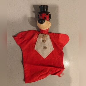 Vintage Huckleberry Hound hand puppet Red Fabric With Plastic Head Circa 1960